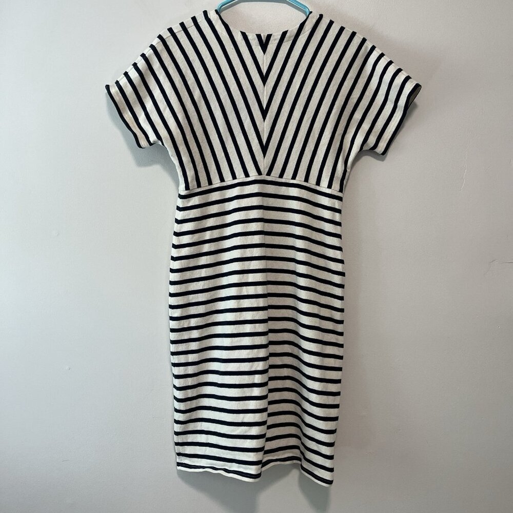 Saint James Menerbes Breton Striped Short Sleeve V-Neck‎ Nautical Coastal Dress - Picture 12 of 14